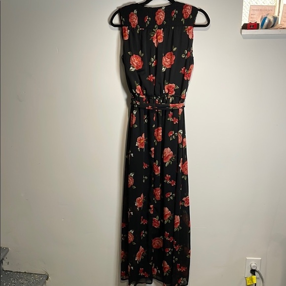 Jolie Vie Black Floral Maxi Dress V-Neck Sleeveless Medium - Picture 10 of 13